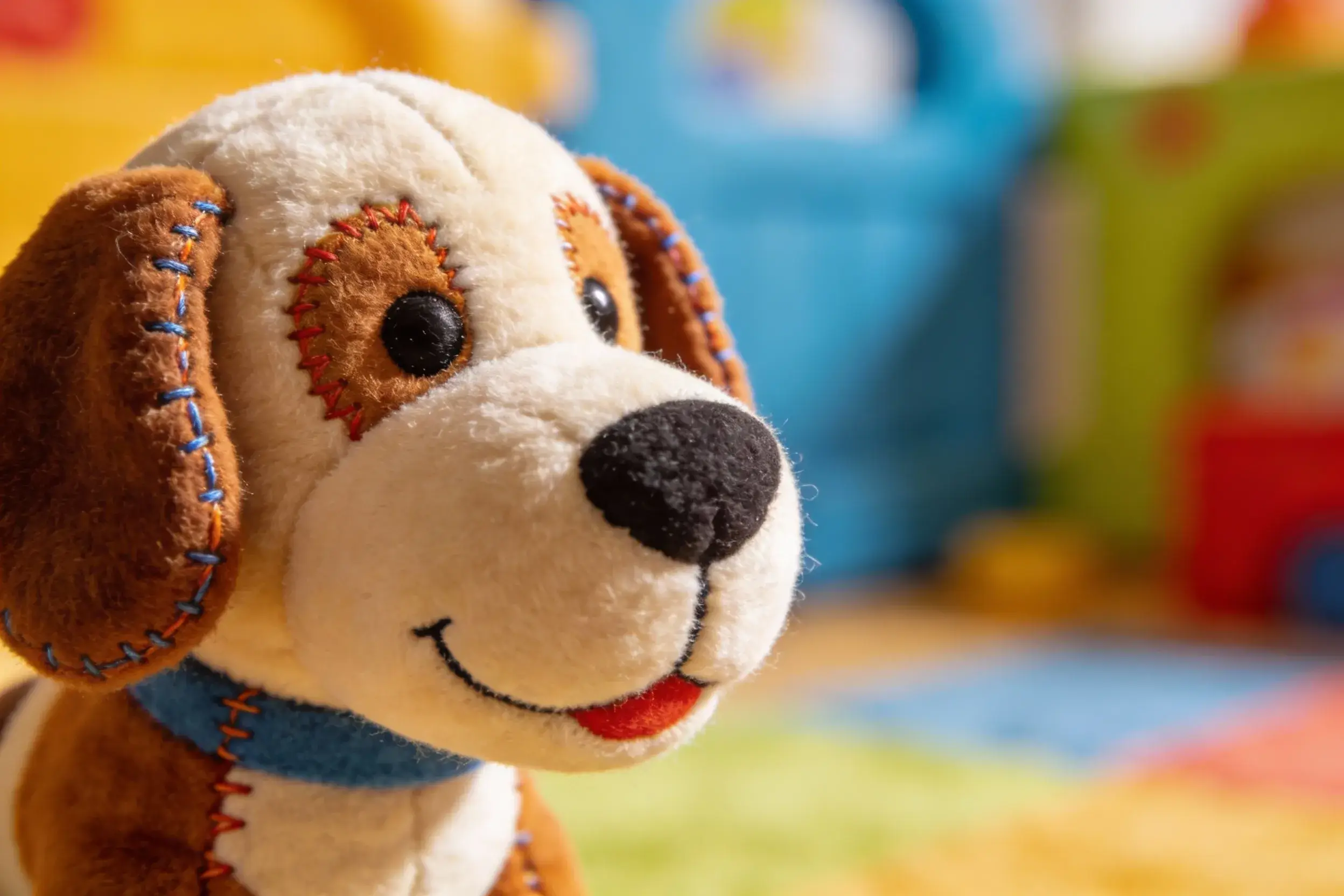 Close-up of the Mr. Bill Dog Toy showing stitching and plush material.